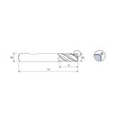 4 Flute Standard Length TitaNox-POWER End Mills Corner Radius .010/.030/.060/090/.125/.190 UGMG43 Series